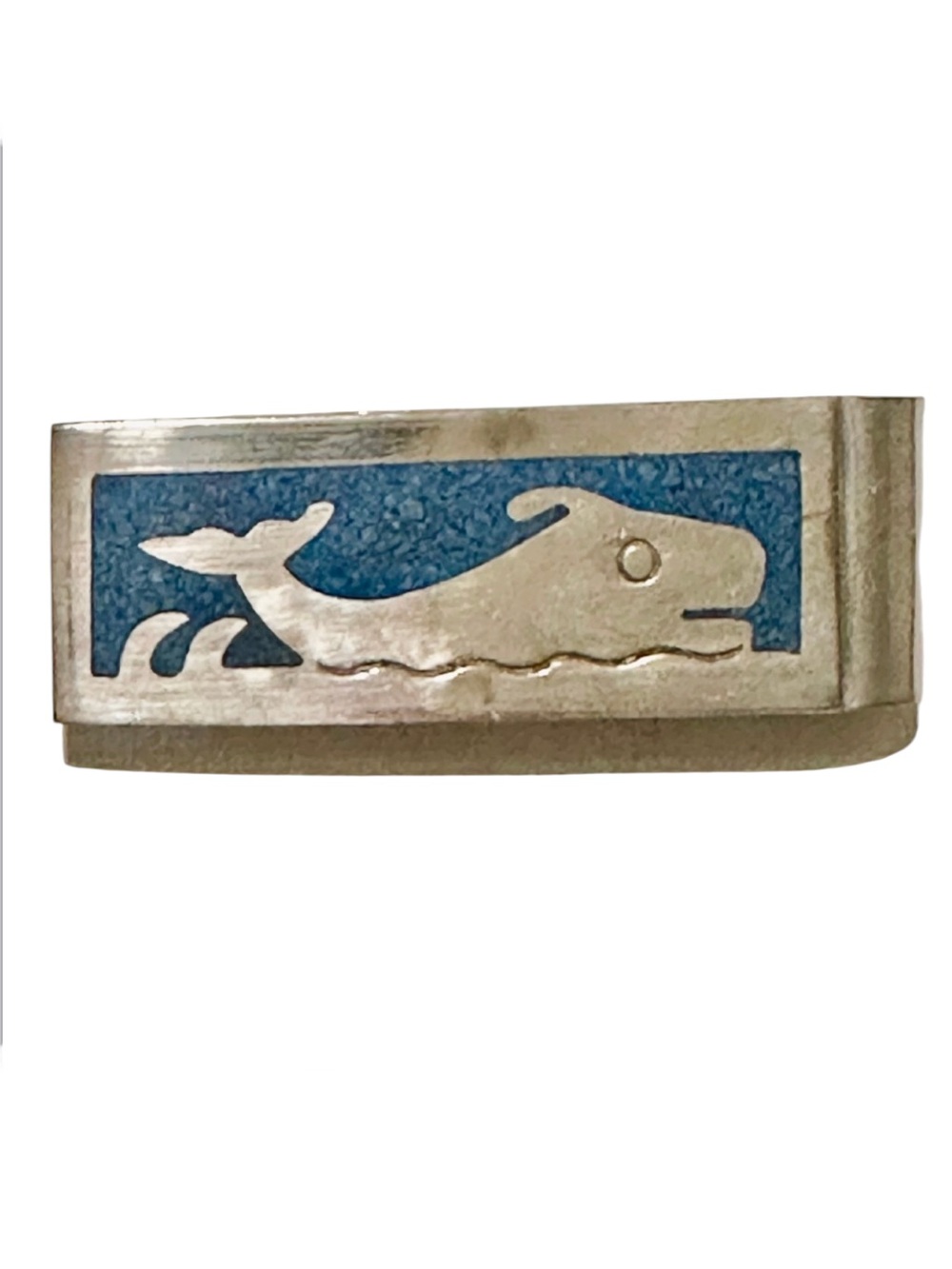 Vintage Whale Money Clip with Inlaid Turquoise